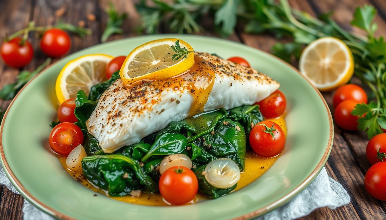 recipes with fish and leaf spinach